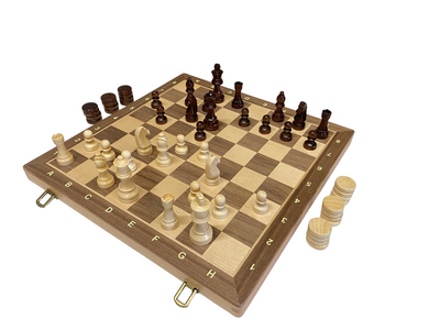 15" Walnut Folding Chess and Checkers Set - Official Staunton™ 