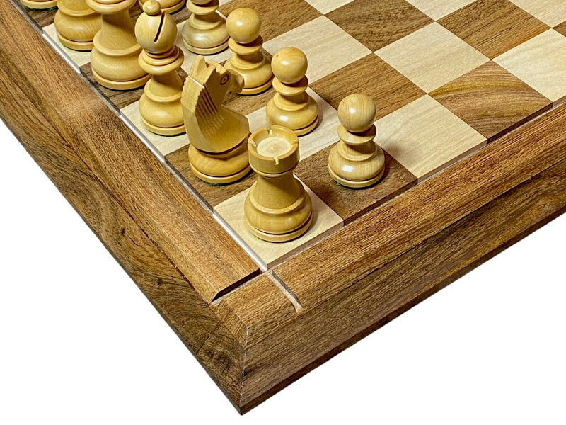 15" Solid Wood Chessboard  3" Ebonized Club Classic &  Mahogany Slide Box
