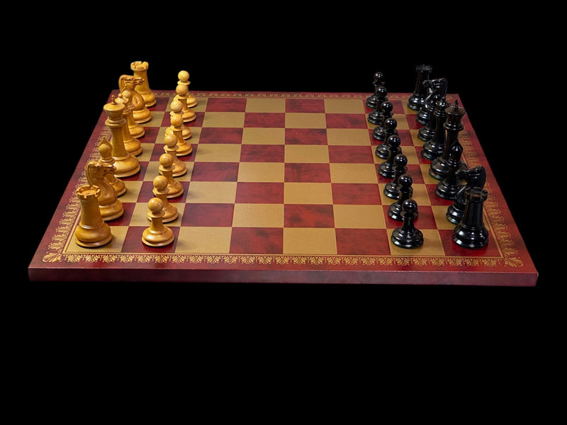 1850 London Reproduction Antique Ebony & Italian Retro Claret Chess Board