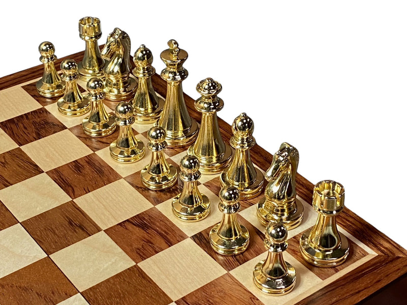 Gold and Silver Metal Folding Chess Set