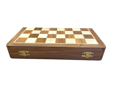 14" Folding Magnetic Chess Set – Black and Natural Staunton Pieces