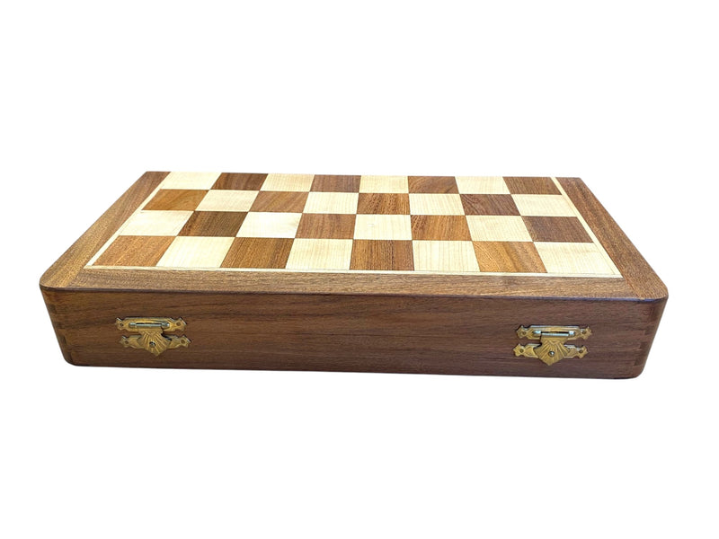14" Folding Magnetic Chess Set – Black and Natural Staunton Pieces