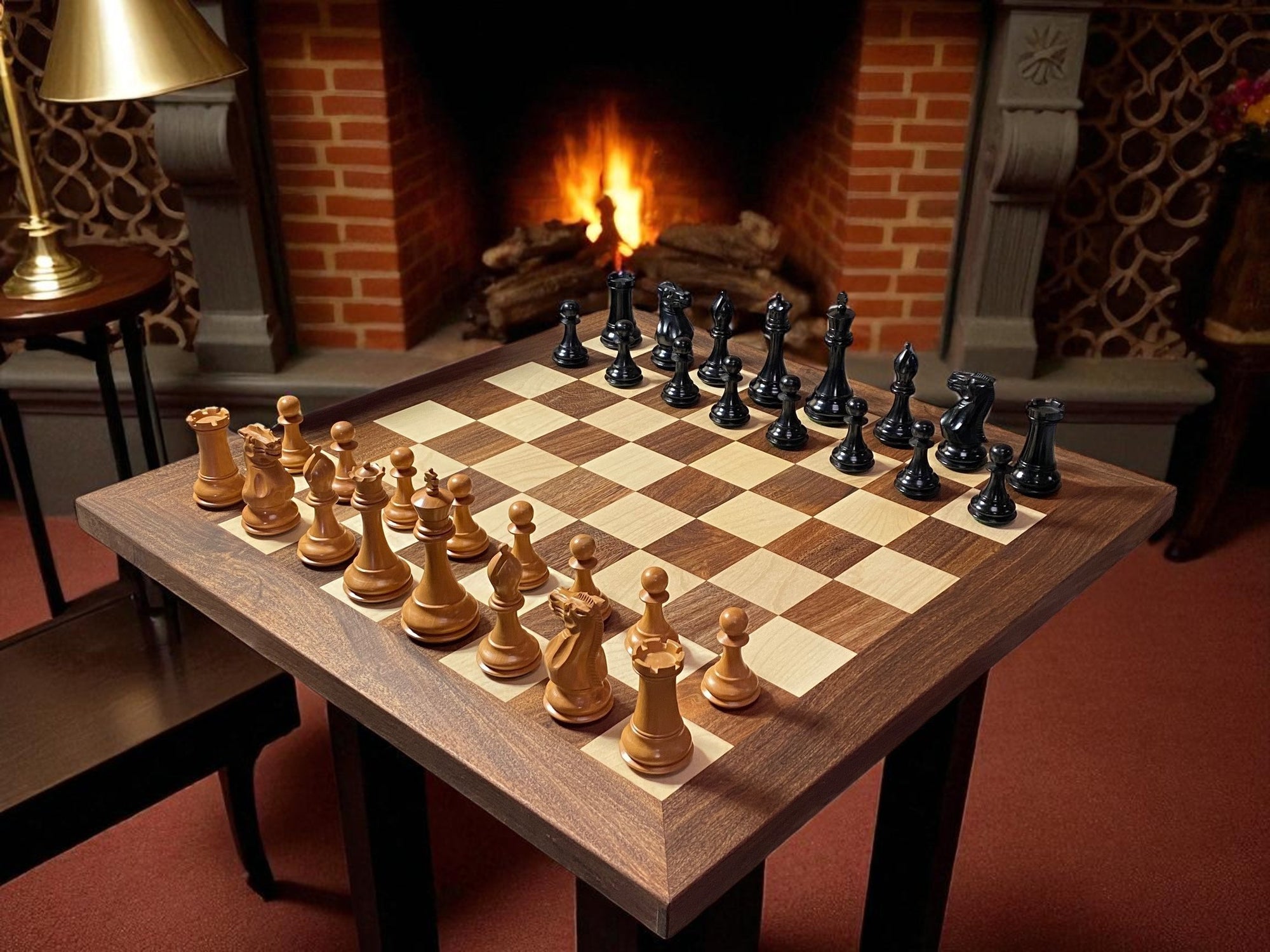 Staunton Antique Collector Chess Set with Solid Wood 21-Inch Board & Vinyl Box