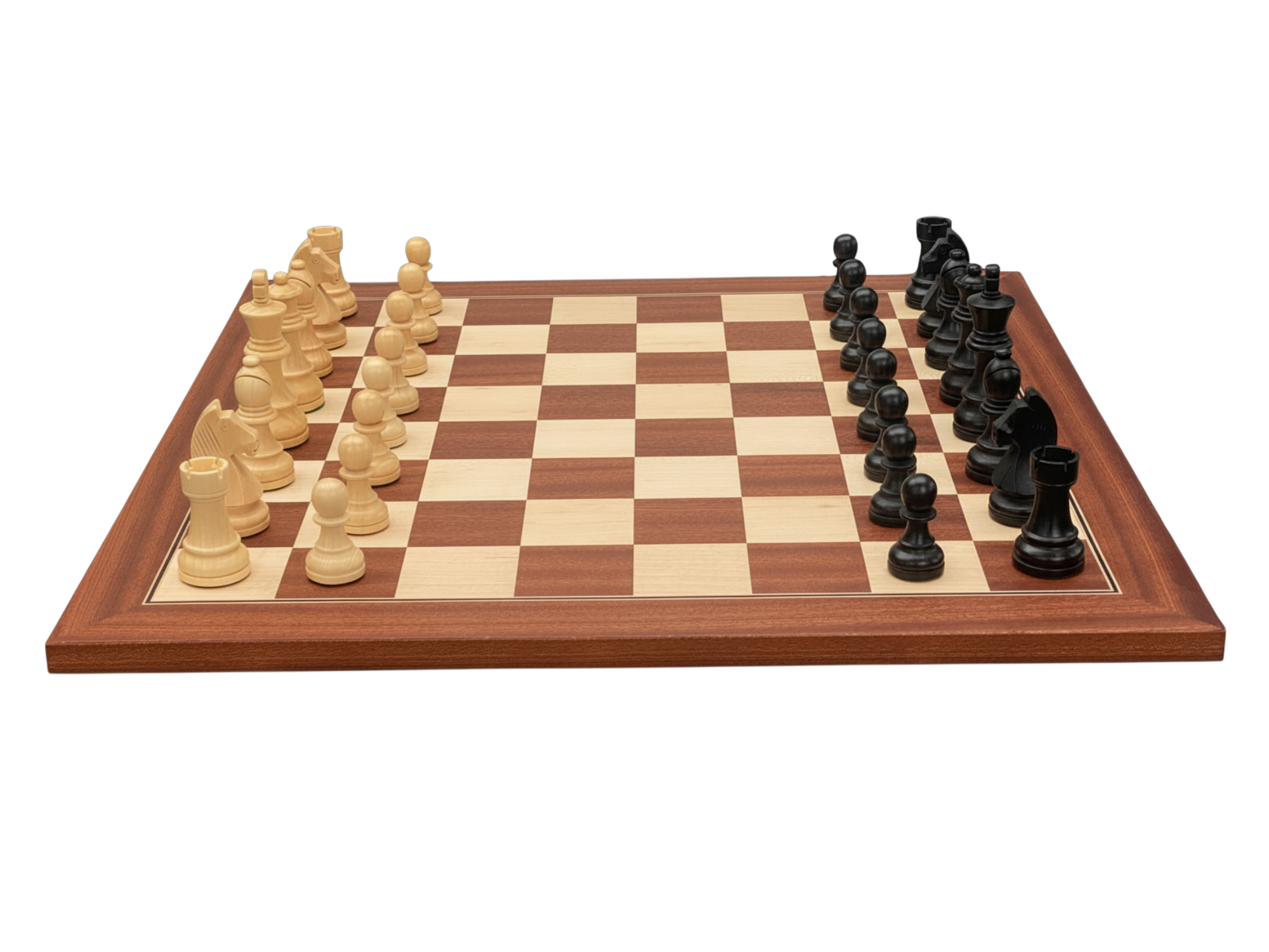 3.75" Grandmater Black Mahogany Deluxe Chess Set and Slide Lid Box