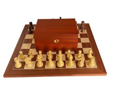 CMI- Design Acacia Mahogany Deluxe Combination Chess Set