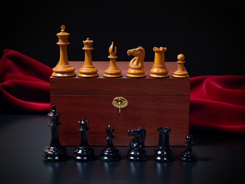 Antique Leuchars Chessmen - Mahogany Deluxe Box