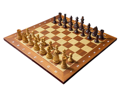 Grandmaster Full Sized Pieces & 20" Algebraic Mahogany Board -Slide Box