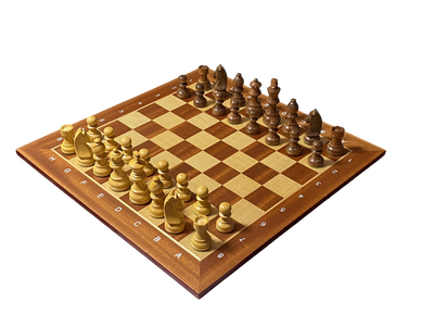 15.75" Acacia Classic Agebraic Mahogany Chess Set & Slide Lid Box