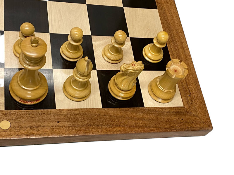 Original Staunton 1849 Reproduction Chess Pieces & Solid Ebony Acacia Chess Board - Official Staunton™ 