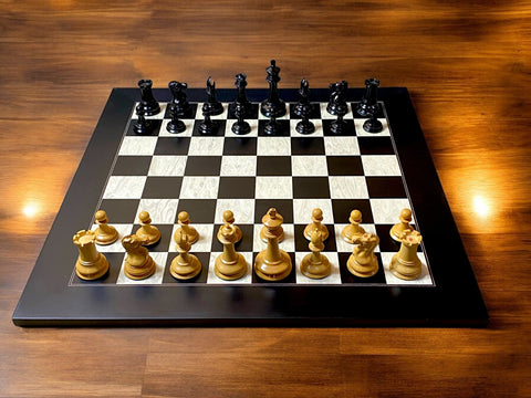 
  
	
    
	
    Leuchars Cooke Chessmen Anegre Burl Chessboard  Vinyl Box