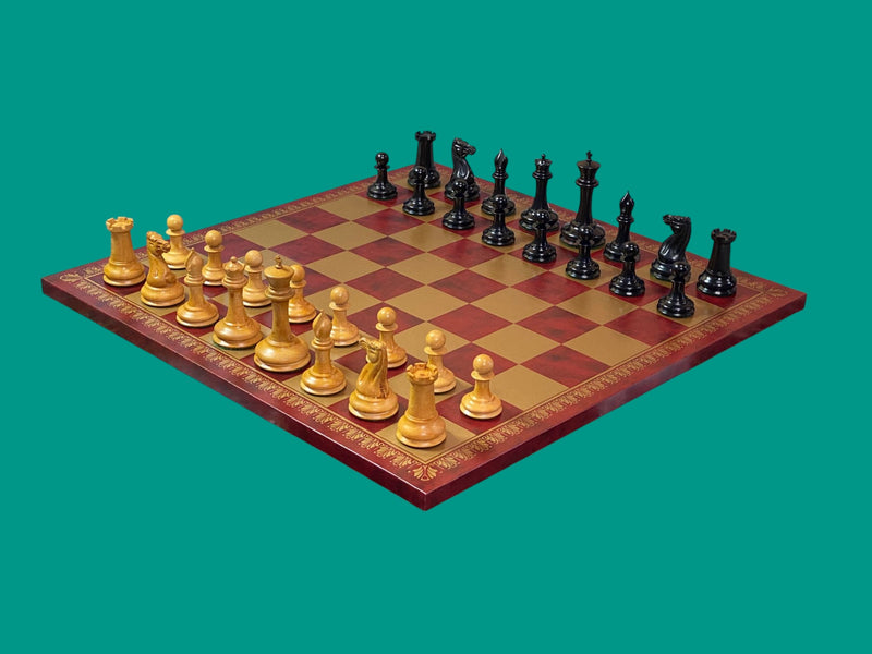 1850 London Reproduction Antique Ebony & Italian Retro Claret Chess Board