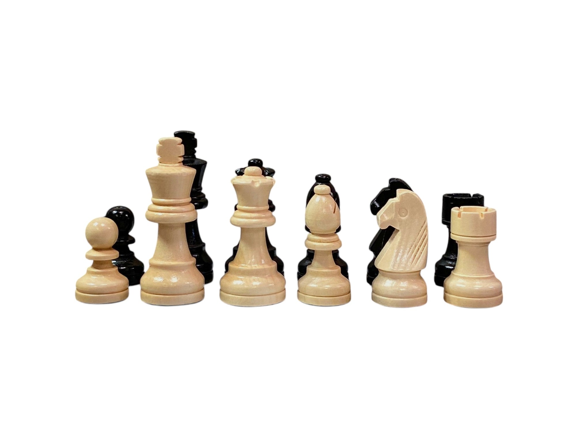 Economy Grandmaster Black Chessmen-  Algebraic Mahogany Chess Board