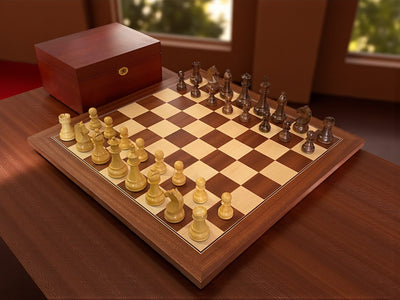 CMI- Design Acacia Mahogany Deluxe Combination Chess Set