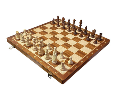20 Inch Tournament Folding Mahogany Maple Chess Set