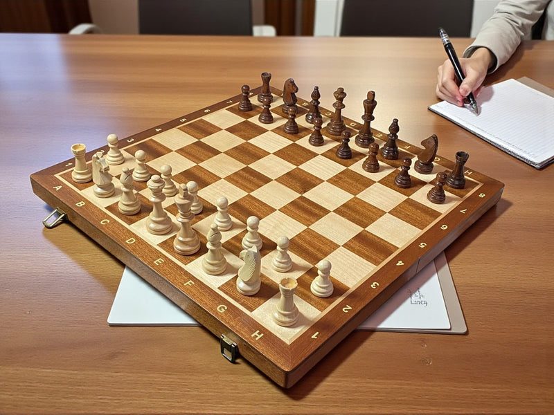 20 Inch Tournament Folding Mahogany Maple Chess Set