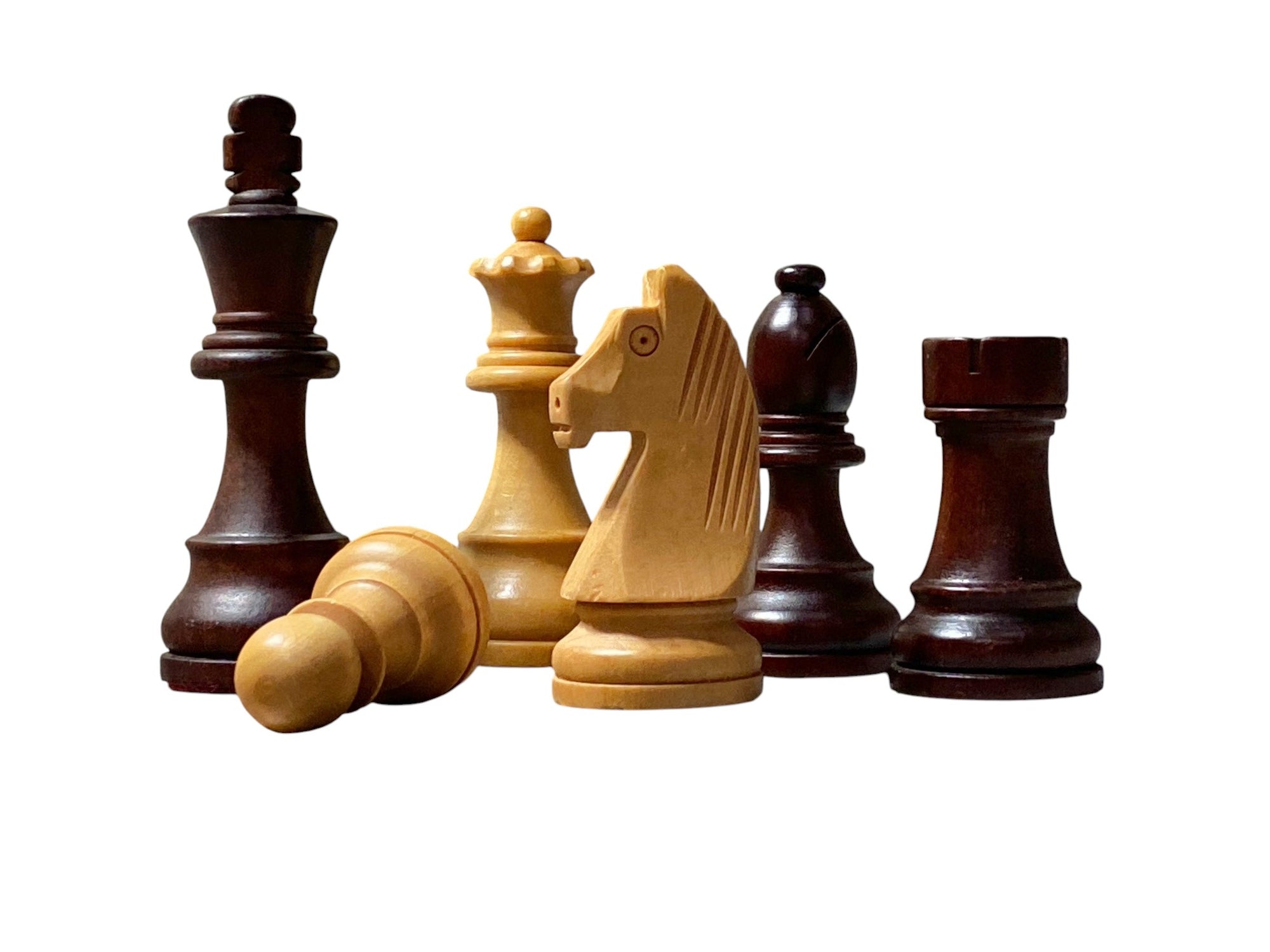 3.9 Inch - Grandmaster Chess Pieces – Brown and Natural Wood