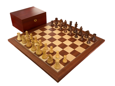 CMI- Design Acacia Mahogany Deluxe Combination Chess Set