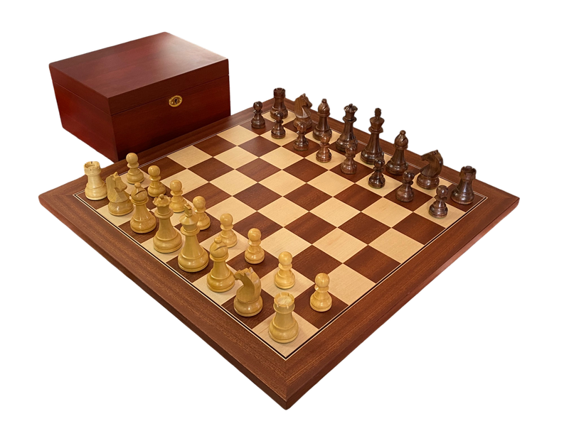 CMI- Design Acacia Mahogany Deluxe Combination Chess Set
