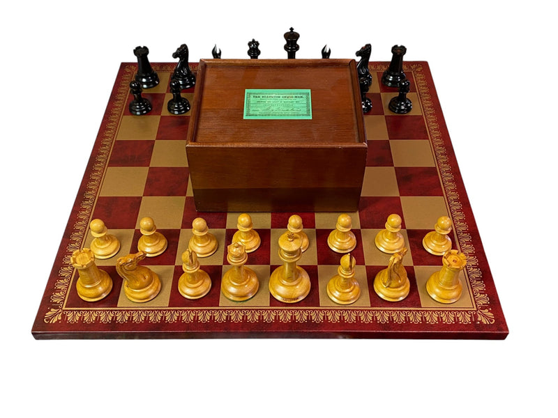 1850 London Reproduction Antique Ebony & Italian Retro Claret Chess Board