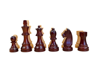 4 Inch - Grandmaster Chess Pieces – Burgundy and Natural Wood