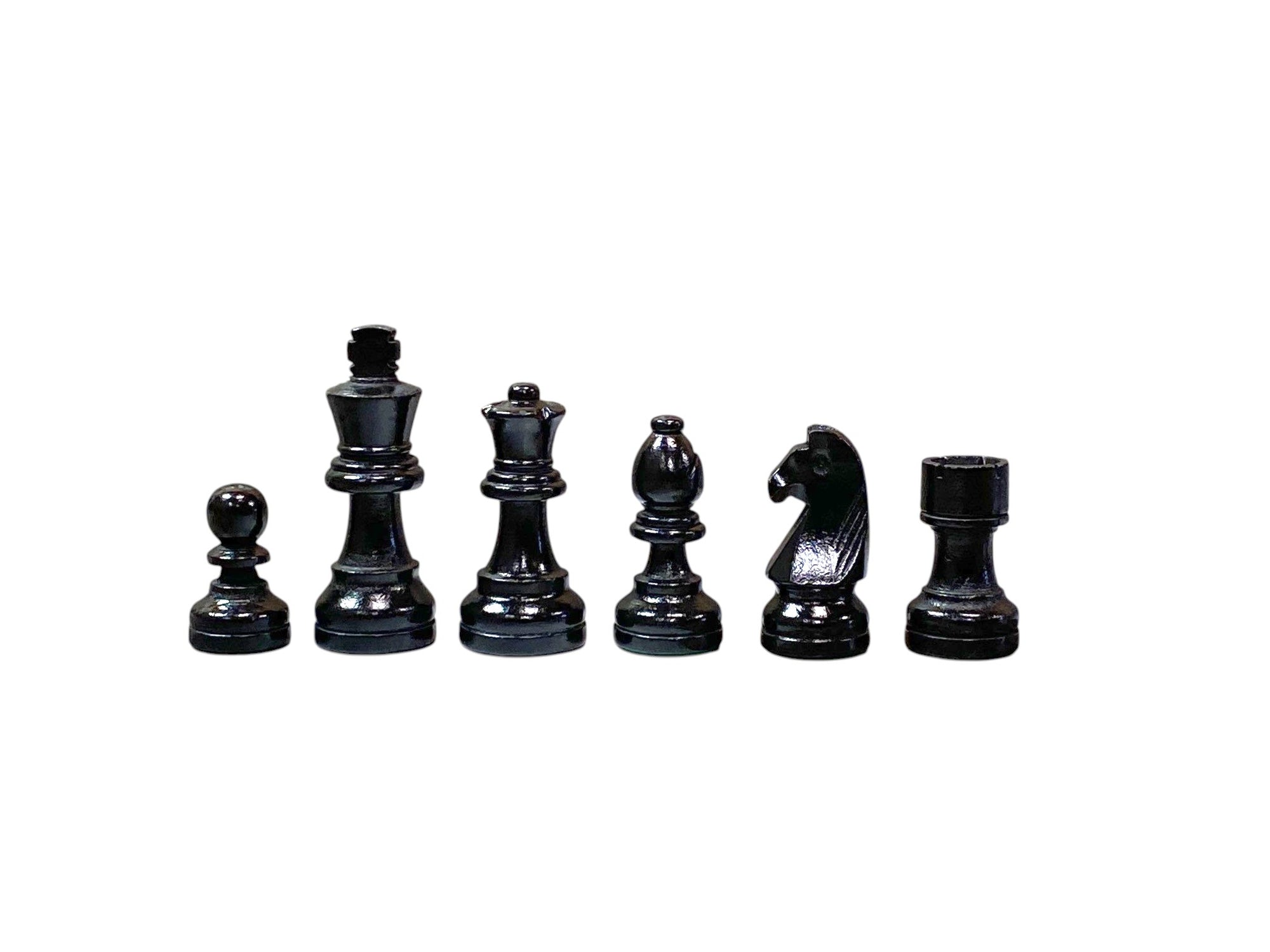 Economy Grandmaster Black Chessmen-  Algebraic Mahogany Chess Board