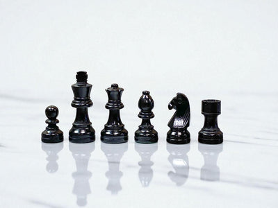 Grandmaster Economy Chessmen Black and Natural Lacquered