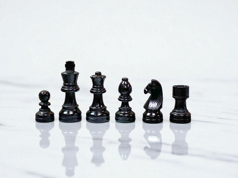 Grandmaster Economy Chessmen Black and Natural Lacquered