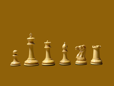 1849 Cooke Chessmen with 20-Inch Anegre Burl Board Vinyl Box
