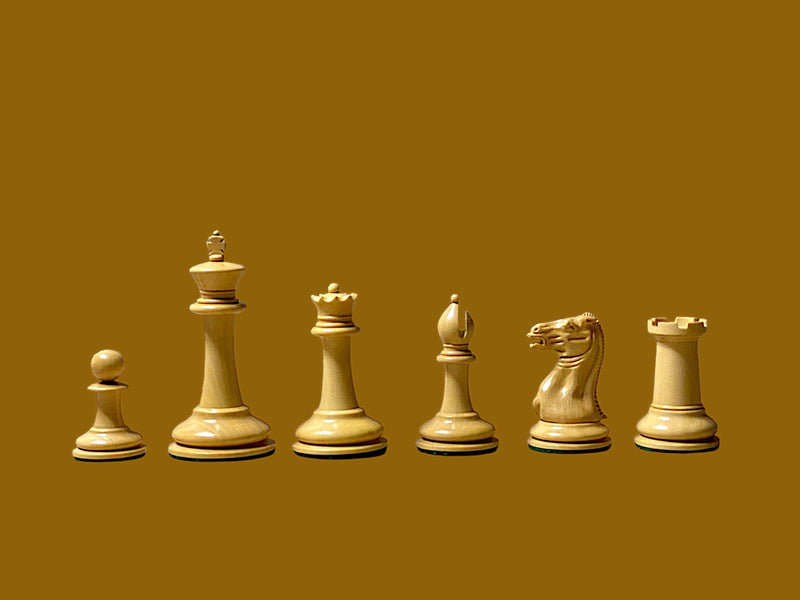 1849 Cooke Chessmen with 20-Inch Anegre Burl Board Vinyl Box