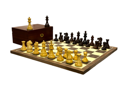 3" Spirit Rosewood Chess Pieces 15.75" Walnut Board & Deluxe Mahogany Box - Official Staunton™ 