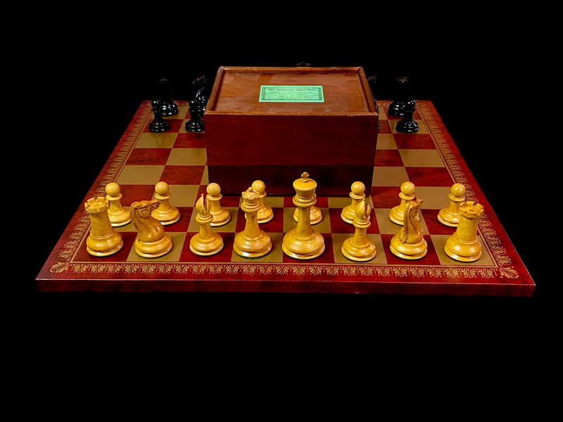 1850 London Reproduction Antique Ebony & Italian Retro Claret Chess Board