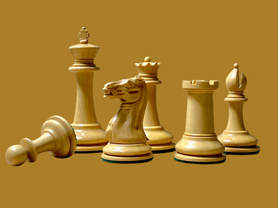 1849 Cooke Chessmen with 20-Inch Anegre Burl Board Vinyl Box