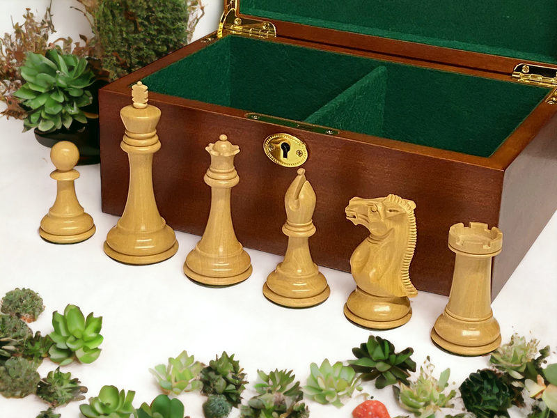 1915 Staunton Ebony Chess Pieces & Mahogany Chess Box - Official Staunton™ 