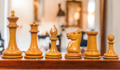 4.4" Leuchars Cooke Antiqued Chess Pieces - Official Staunton™ 