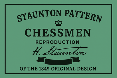1849 Cooke Chessmen with 20-Inch Anegre Burl Board Vinyl Box
