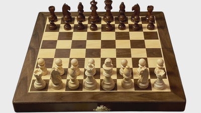 12-Inch Folding Magnetic Walnut-Style Chess Set