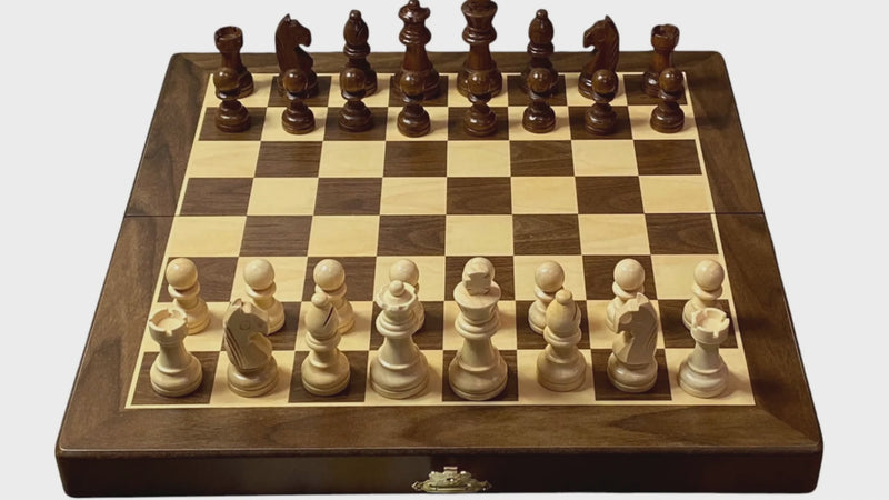 12-Inch Folding Magnetic Walnut-Style Chess Set
