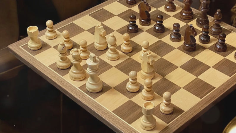 15.75" Grandmaster Walnut Chess Set and Slide Box