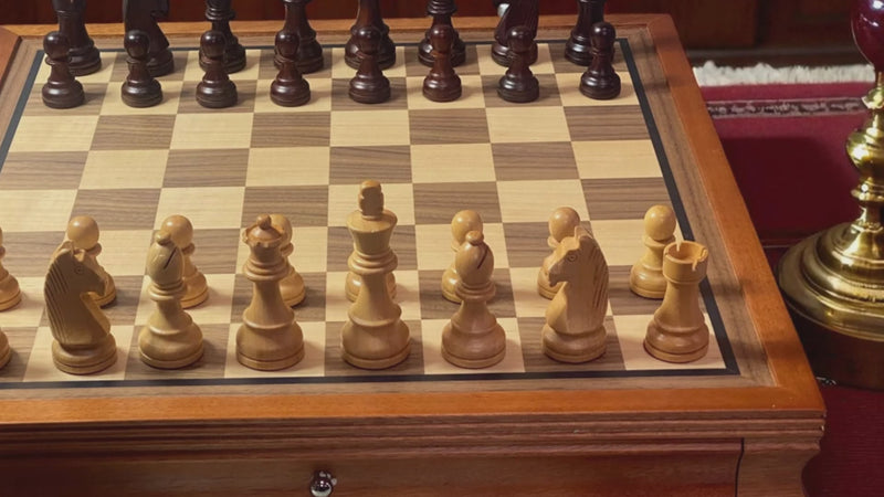 Grandmaster Burgundy Walnut Mahogany Drawer Chess Set