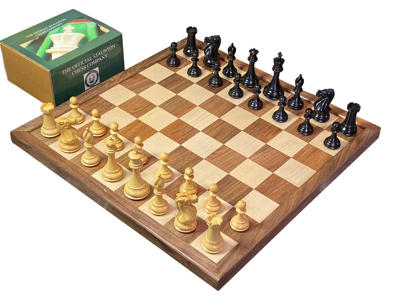 Staunton Collectors Black with Solid Frame Chess Board & Vinyl Box - Official Staunton™ 