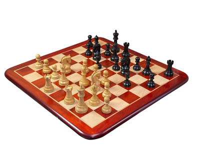 Leningrad Black Chess Pieces 21" Redwood Chessboard & Vinyl Box - Official Staunton™ 