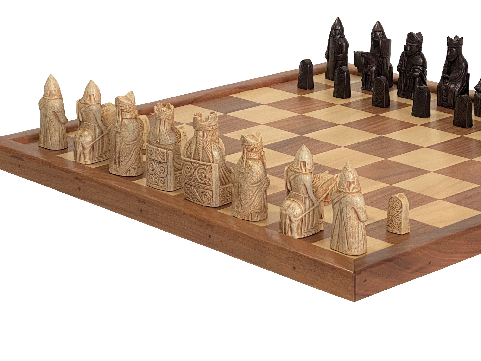 Isle of Lewis Large Chess Pieces 22" Solid framed Wood Chess Board - Official Staunton™ 