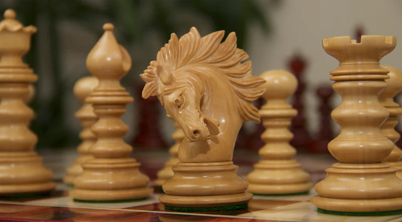 St Petersburg Savano Padauk & Boxwood Luxury Chess Pieces - Official Staunton™ 
