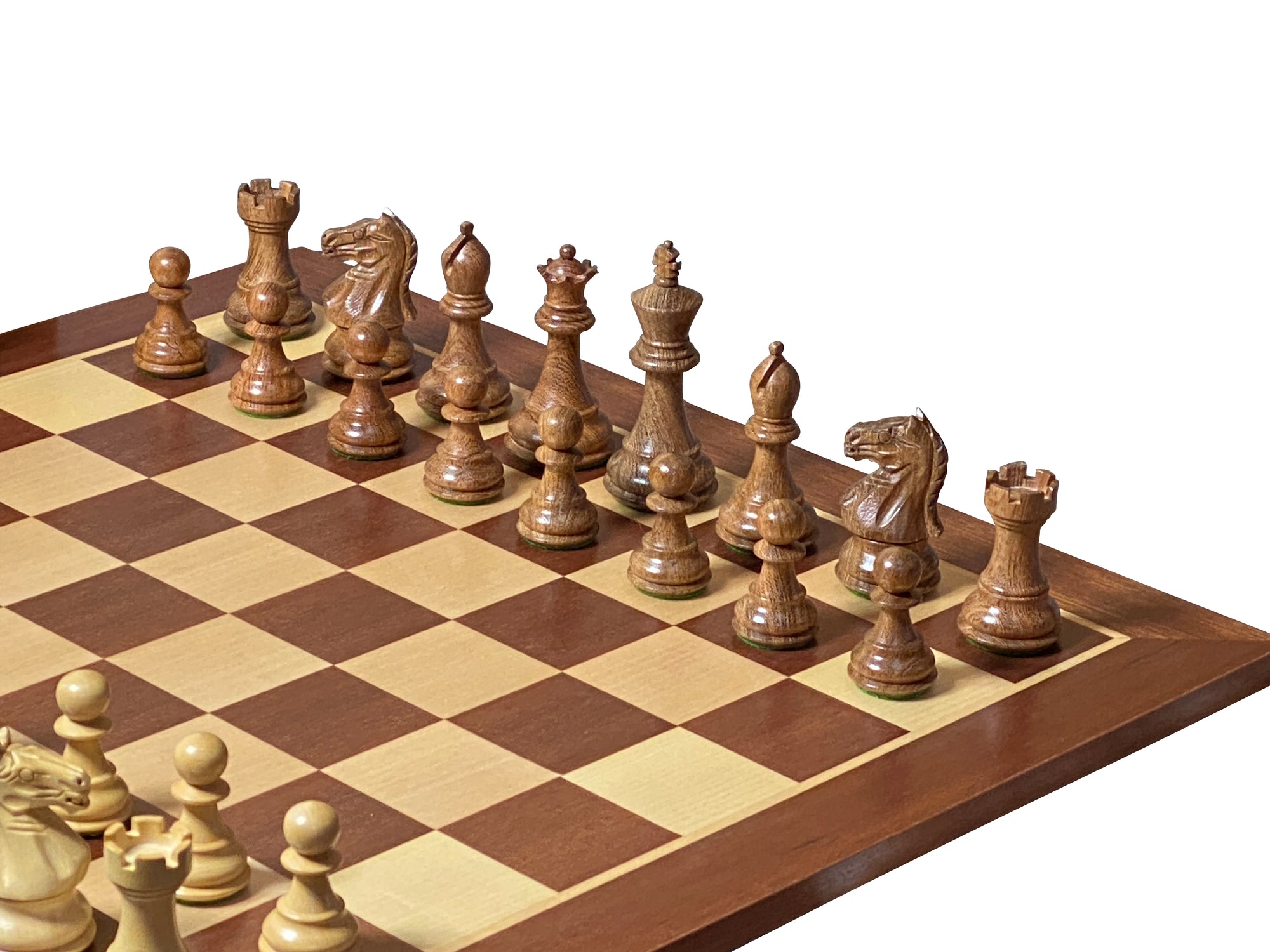 Queens Gambit Acacia Pieces 15.75" Mahogany Chessboard & Deluxe Box - Official Staunton™ 