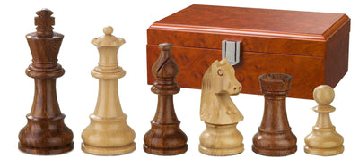3.75" Classic Acacia Chess Pieces & Burl Root Box - Official Staunton™ 
