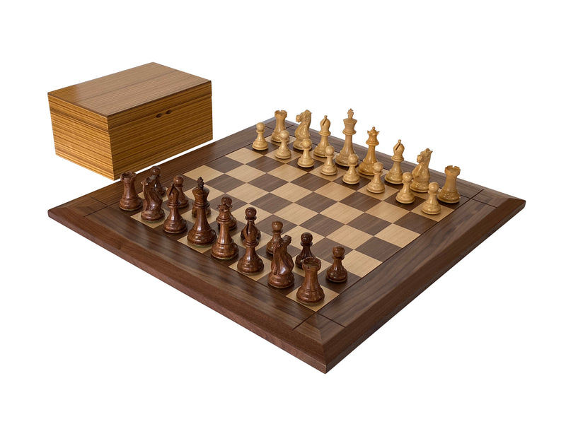 Stallion Acacia Wide Border Walnut Chess Set & Box - Official Staunton™ 