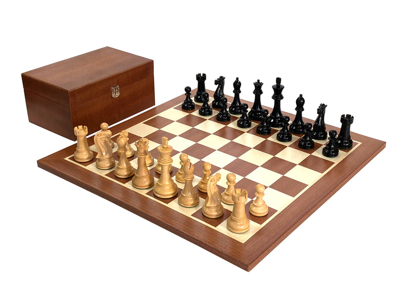 Black Winchester Staunton Mahogany Chess Set & Box - Official Staunton™ 