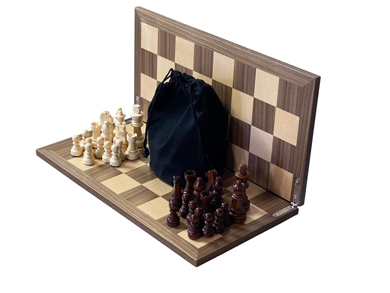 Economy Walnut Folding Chess Set - Official Staunton™ 