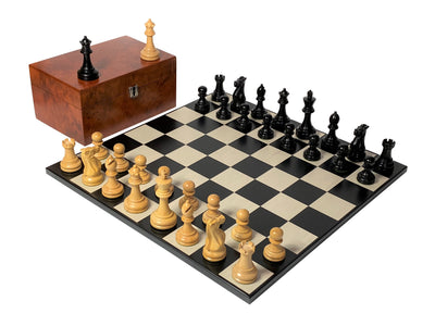 Contemporary Anegre Winchester Chess Set & Burl Box - Official Staunton™ 