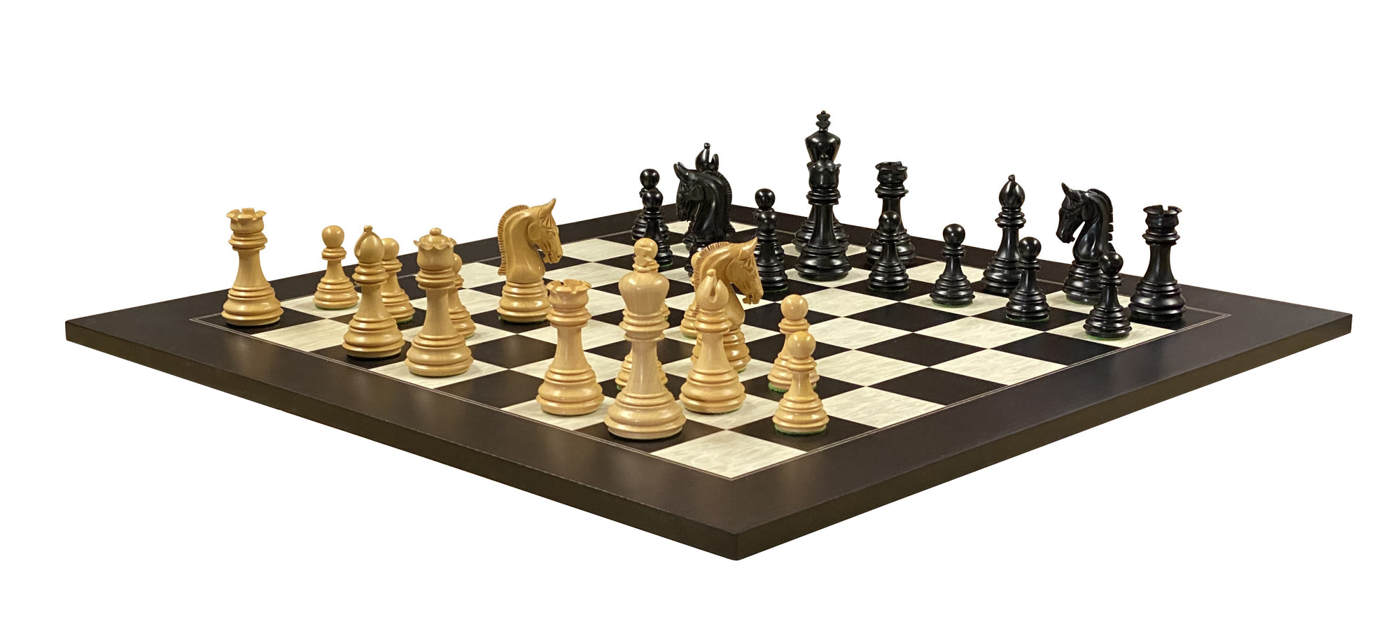 Imperial Anegre Chessmen & Birdseye Maple Deluxe Chess Board - Official Staunton™ 